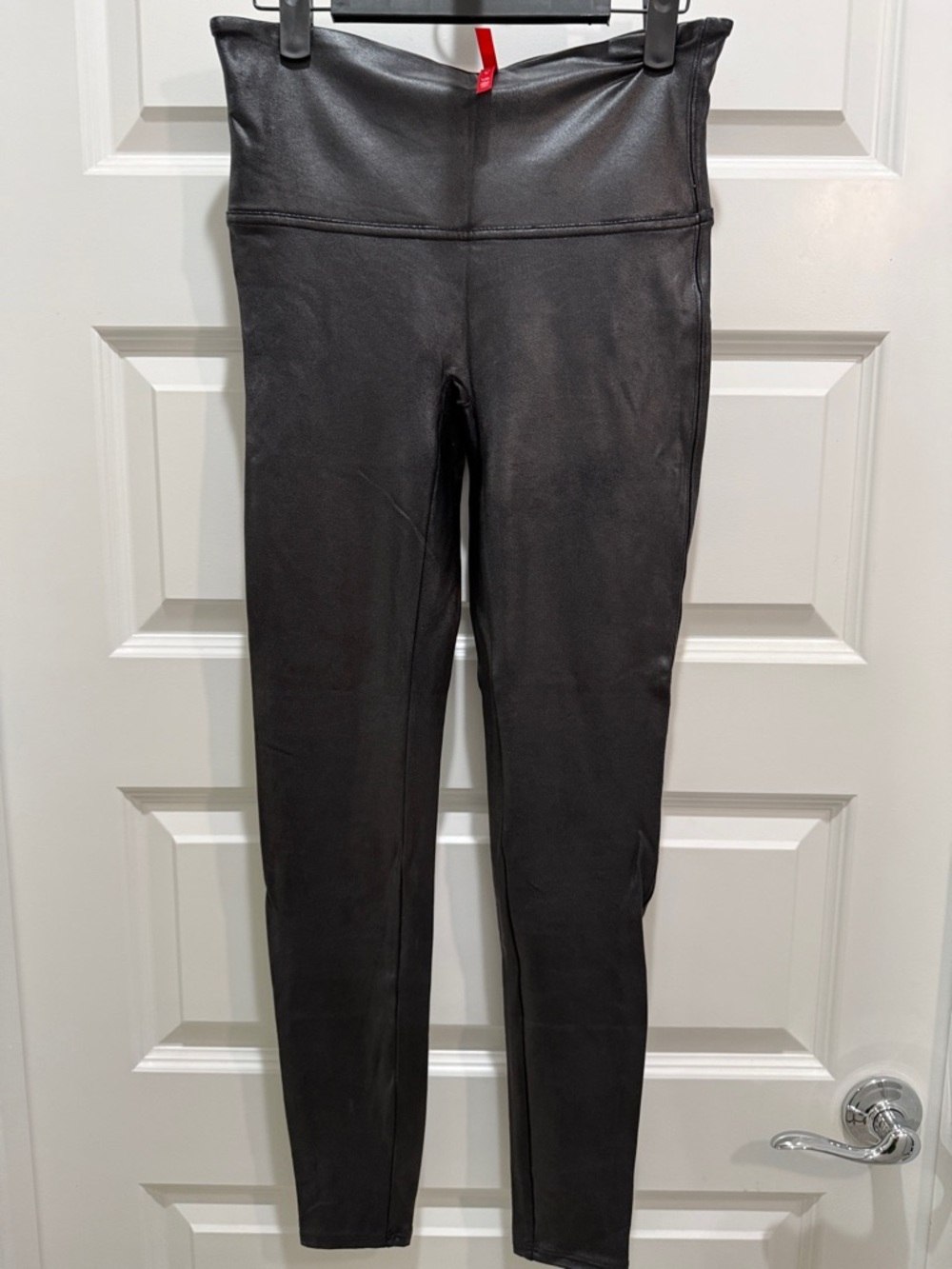 SPANX Black Faux Leather Leggings with High Waist